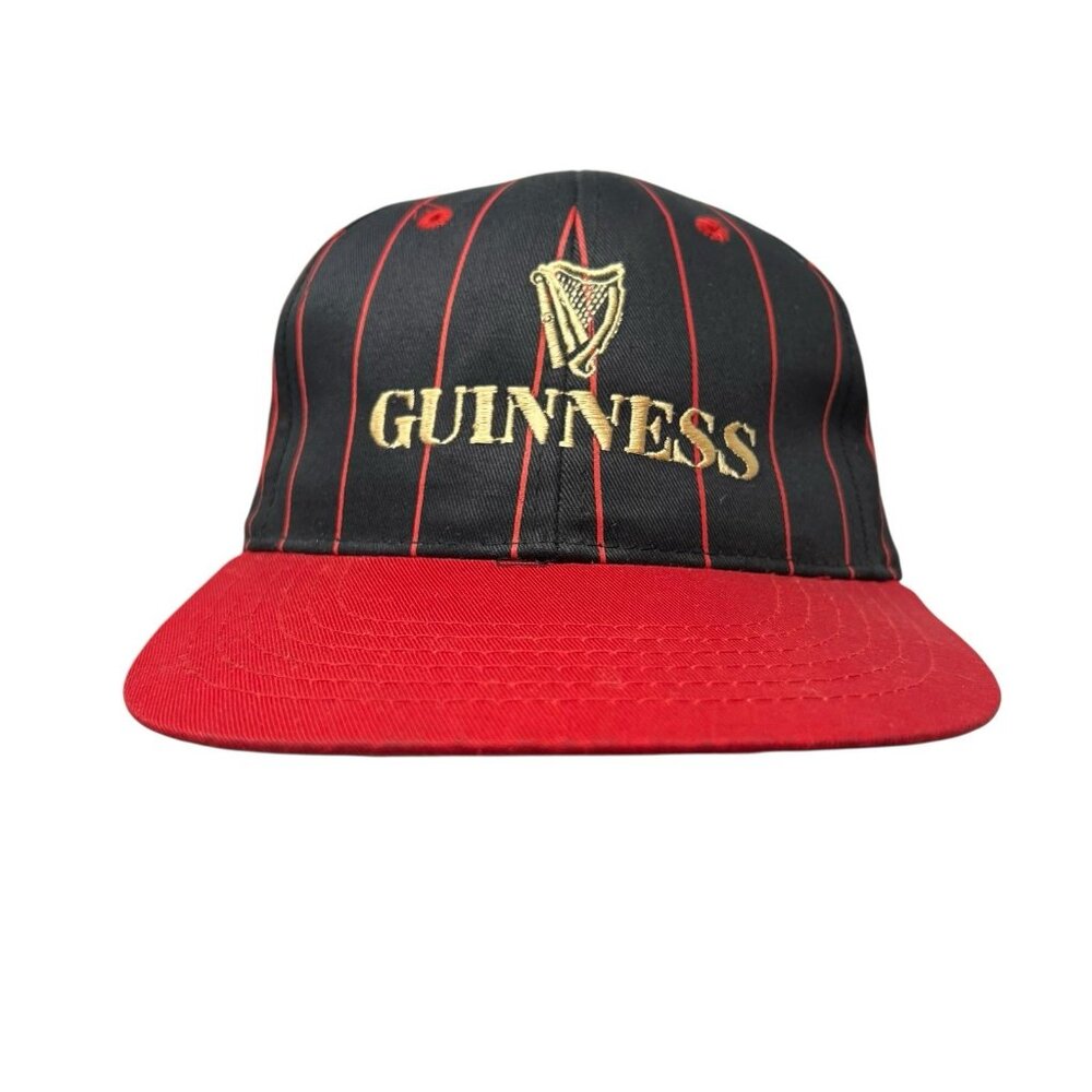 Vintage Guinness Pinstripe Snapback Hat Cap 90s Irish Beer Stout Logo Paddys Day